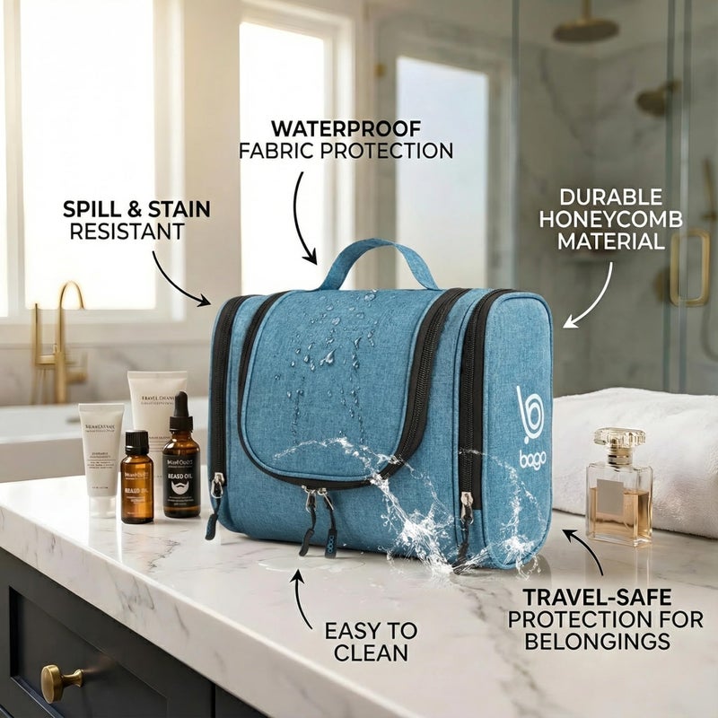 Bago Travel Toiletry Bag for Women and Men - Large Waterproof Hanging Large Toiletry Bag for Bathroom and Travel Bag for Toiletries Organizer -Travel Makeup Bag (SnowBlue) - Image 4